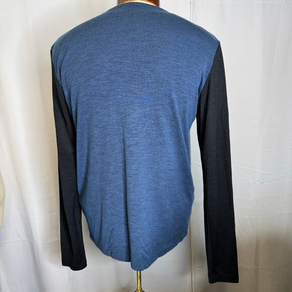 Theory Men’s Blue Black Lightweight Crewneck Sweater Modal Blend Size Large - Picture 3 of 7